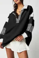 Chic Black Striped Pullover